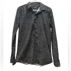 Topman Men’s Black and White Polka Dot Button Down Shirt Size Medium